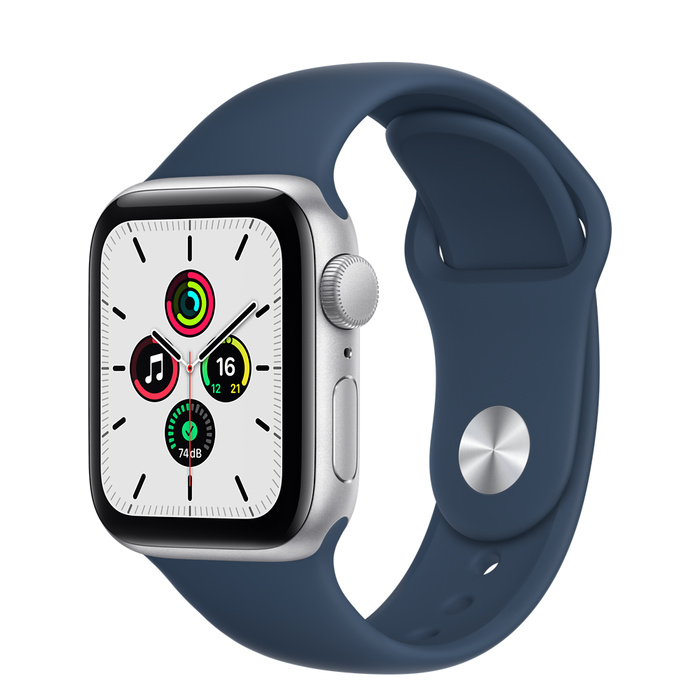 Apple Watch SE Gümüş Rengi Alüminyum Kasa ve Spor Kordon