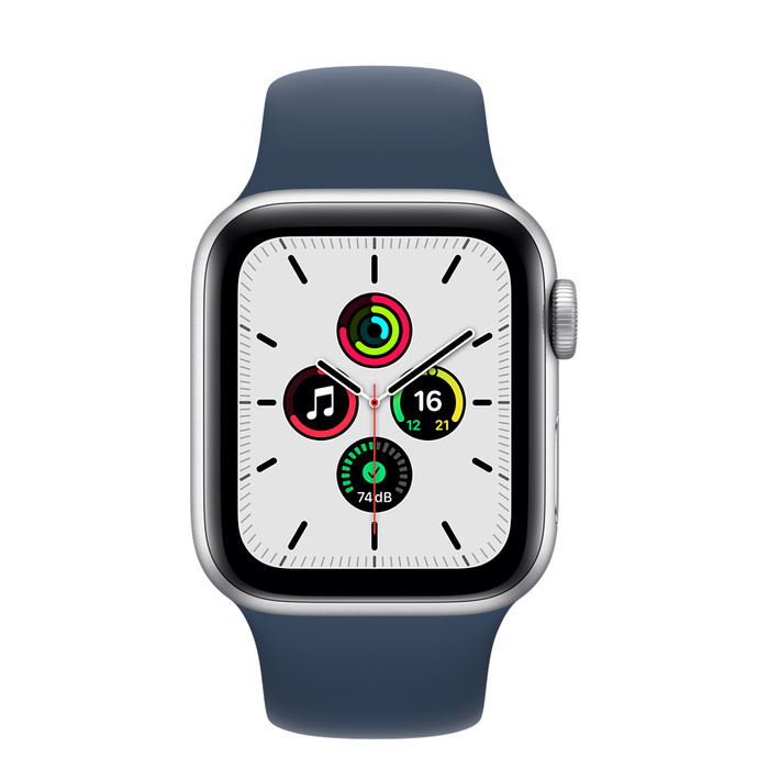 Apple Watch SE Gümüş Rengi Alüminyum Kasa ve Spor Kordon