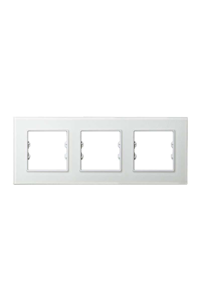 Asfir Schneider Asfora Serisine Özel Üçlü Mat Beyaz Plexiglas Anahtar Priz Çerçevesi