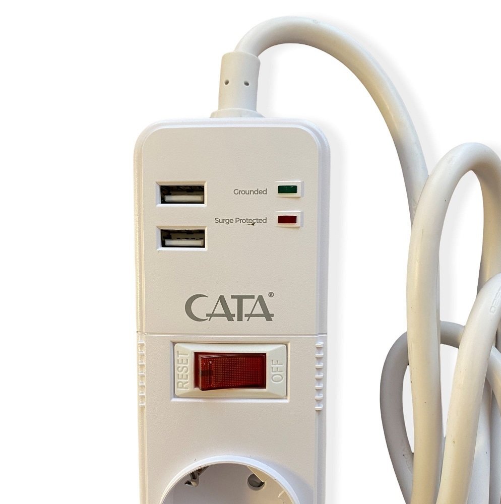 CATA CT-3000 Piton Akım Korumalı Beşli Grup Priz (2 USB Hızlı Şarj)