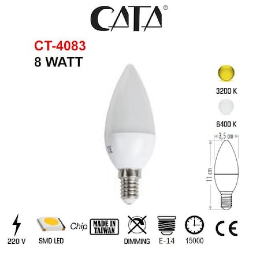 CATA CT-4083 8 Watt Mum Buji Beyaz Işık ve Günışığı Led Ampul 6 Adet