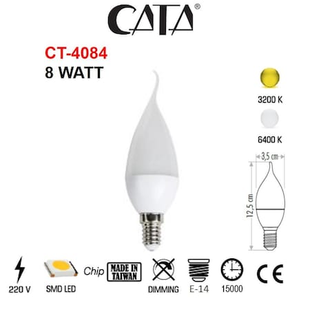 CATA CT-4084 8 Watt Kıvrık Mum Buji Led Ampul