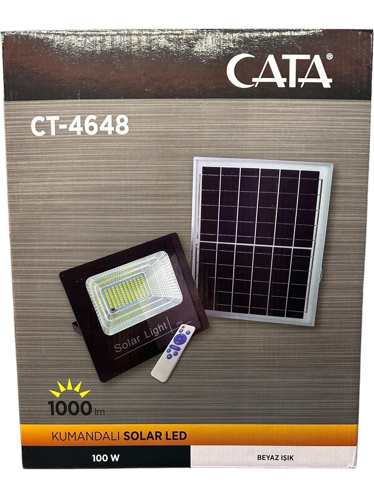 CATA CT-4648 120 Watt Kumandalı Led Solar Projektör Sokak Aydınlatma Güneş Panel
