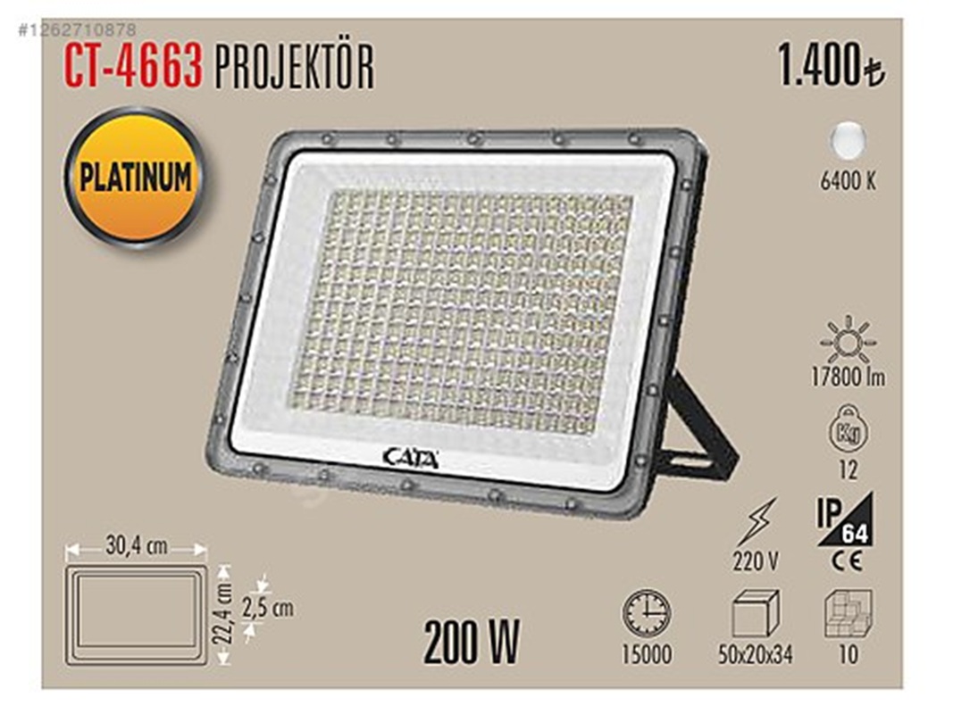 CATA CT-4663 Platinum 200W Projektör - Beyaz Işık ( 6400K )