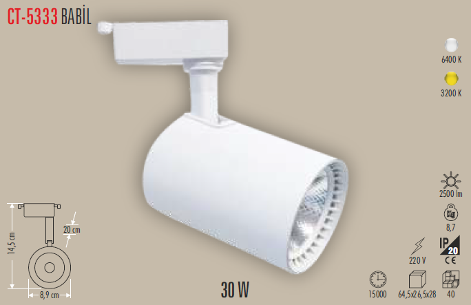 CATA CT-5333 30W Led Ray Spot Armatür