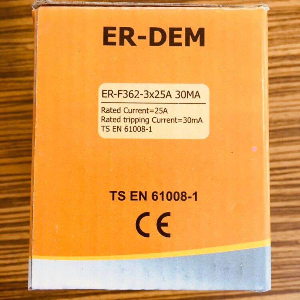 ER-DEM Üç Fazlı 25 Amper 30mA Kaçak Akım Koruma Rölesi