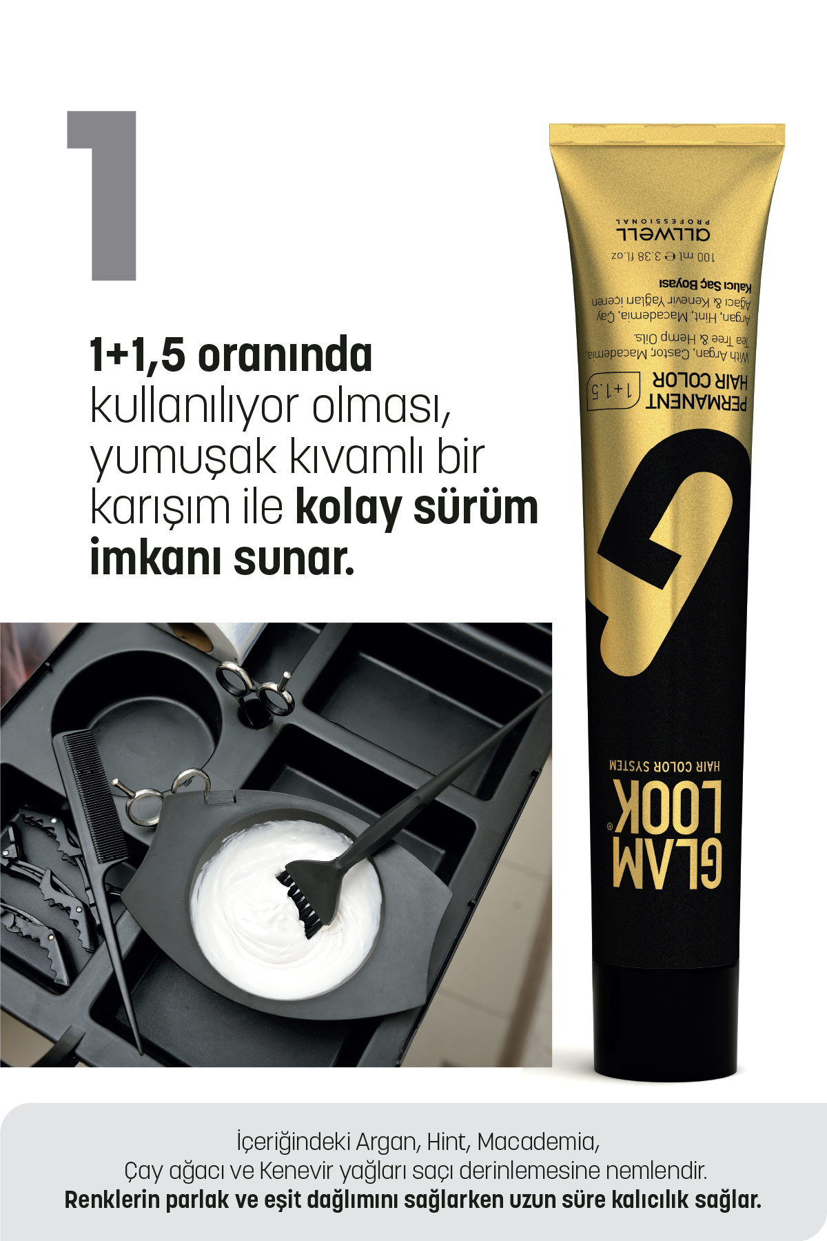 GLAMLOOK Kalıcı Saç Boyası 100 ML Açık Kestane Yoğun Küllü 5.1
