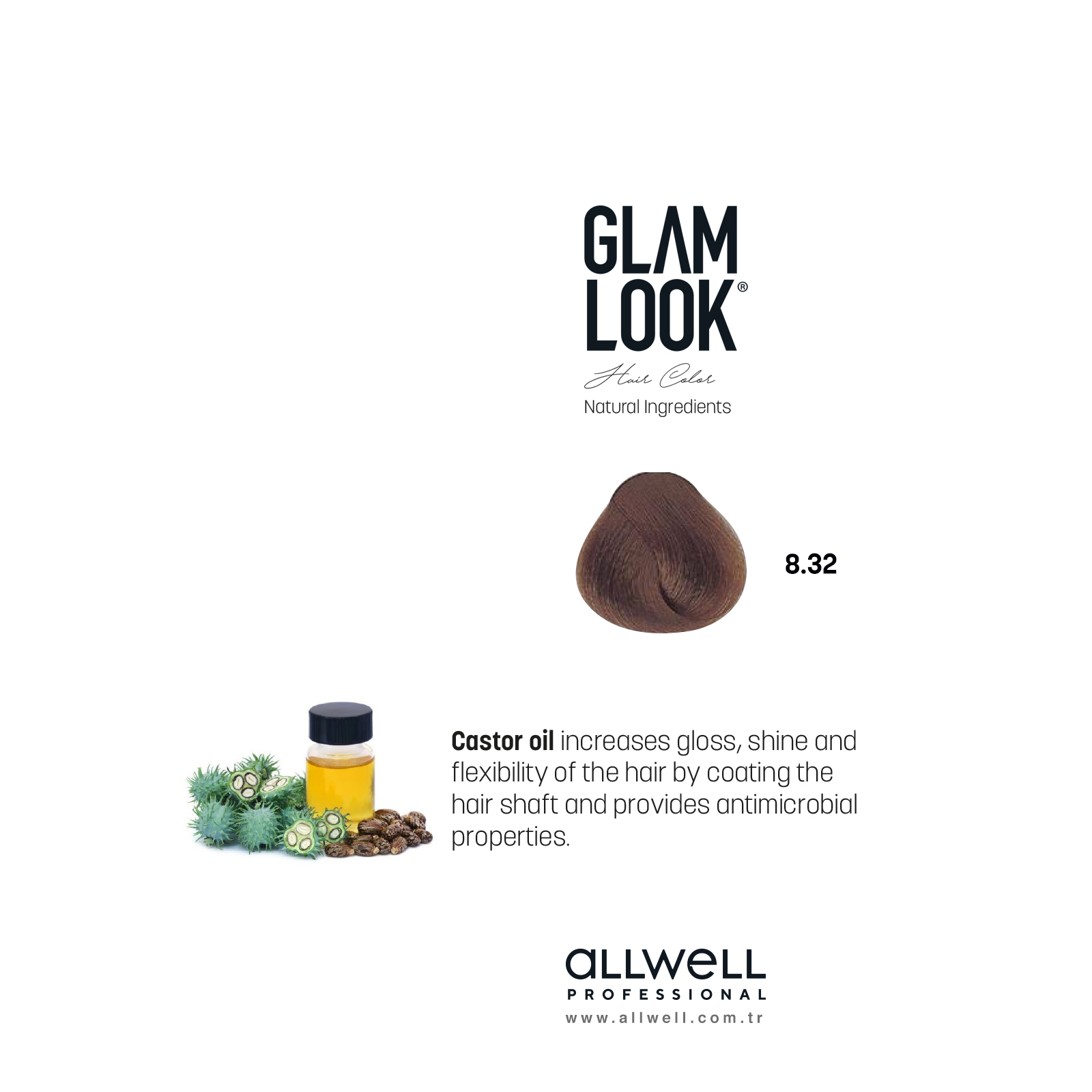 Glamlook Kalıcı Saç Boyası 100 ml Açık Kumral Dore İrize 8.32