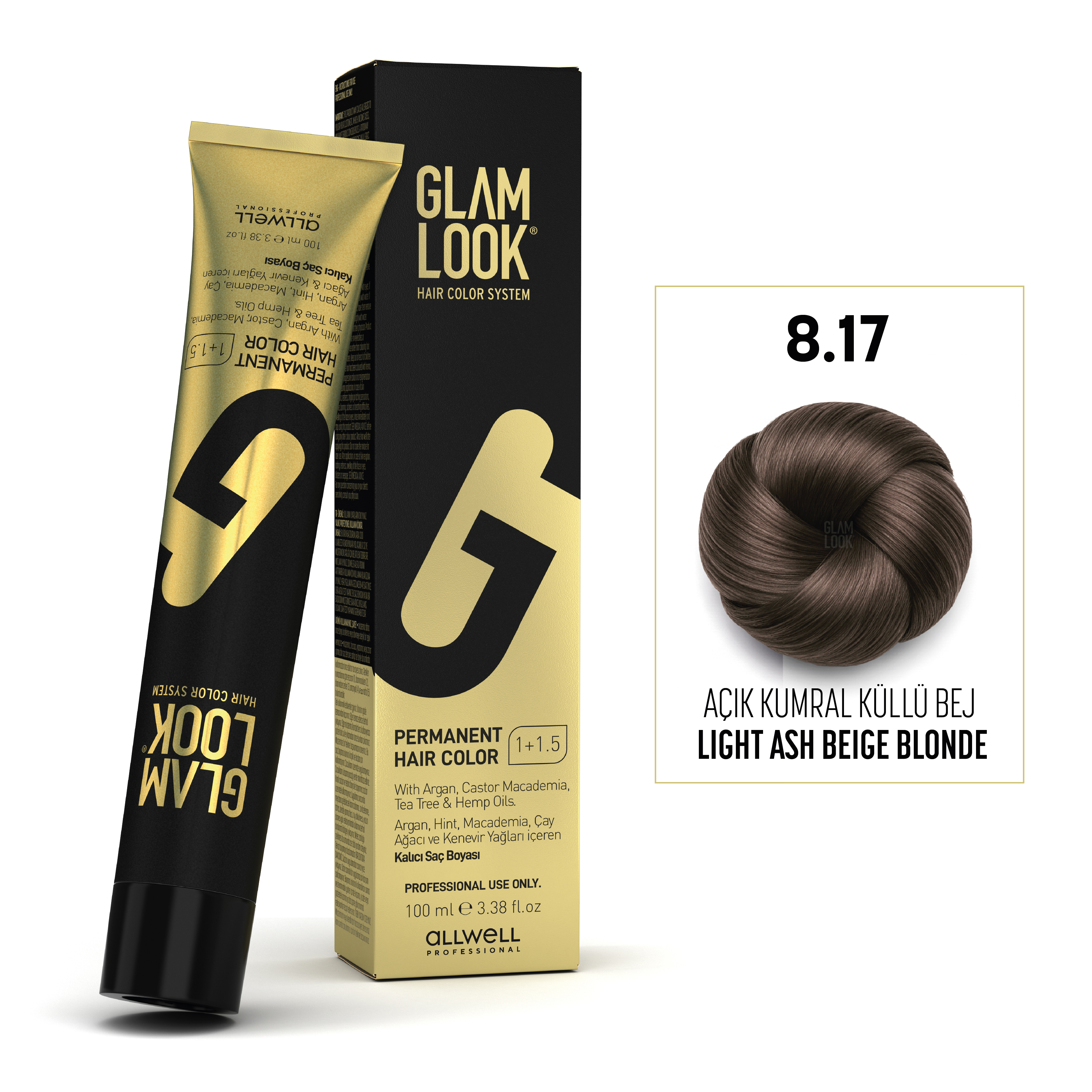 GLAMLOOK Kalıcı Saç Boyası 100 ML  Açık Kumral Küllü Bej 8.17