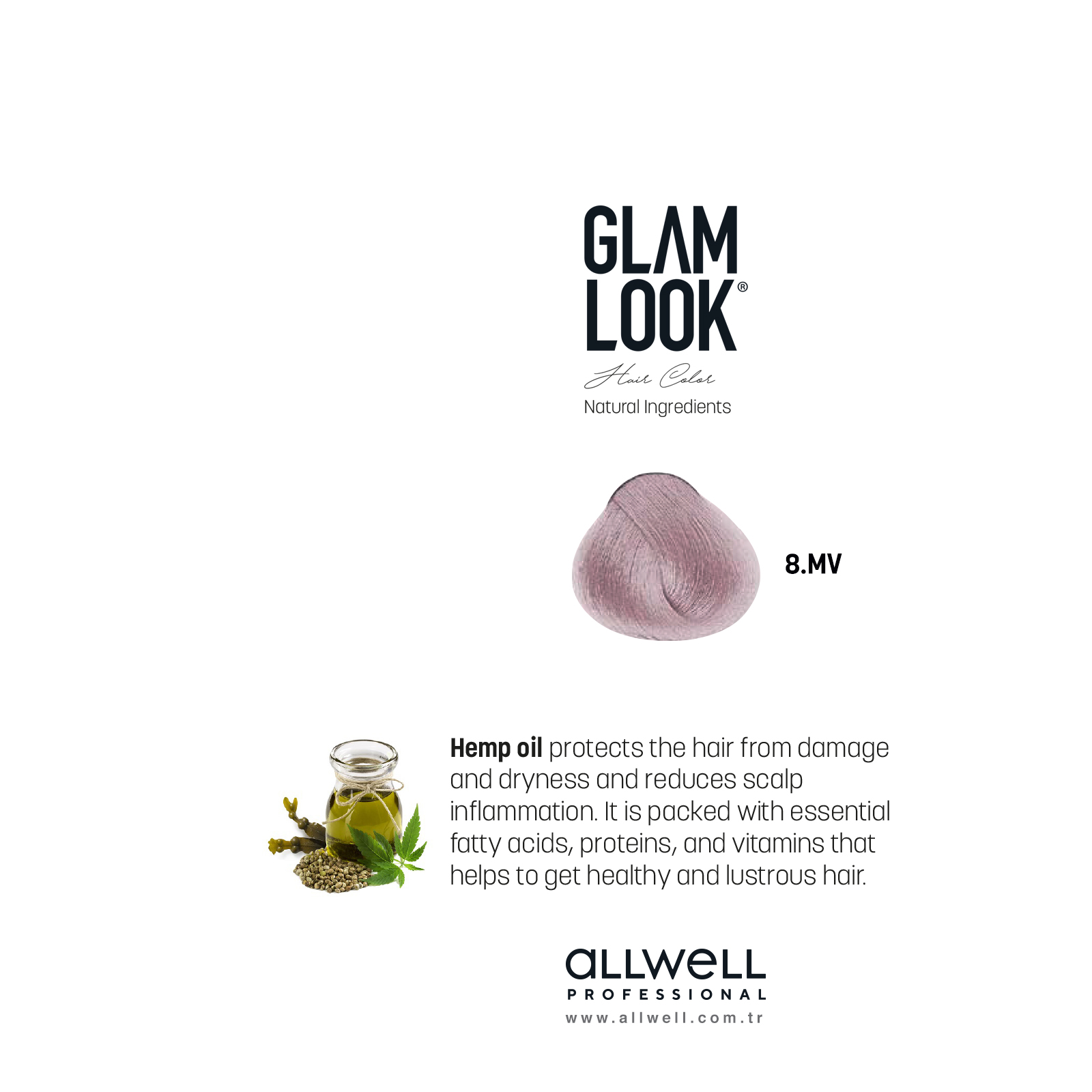 Glamlook Kalıcı Saç Boyası 100 ml Açık Kumral Metalik Viyole 8.MV