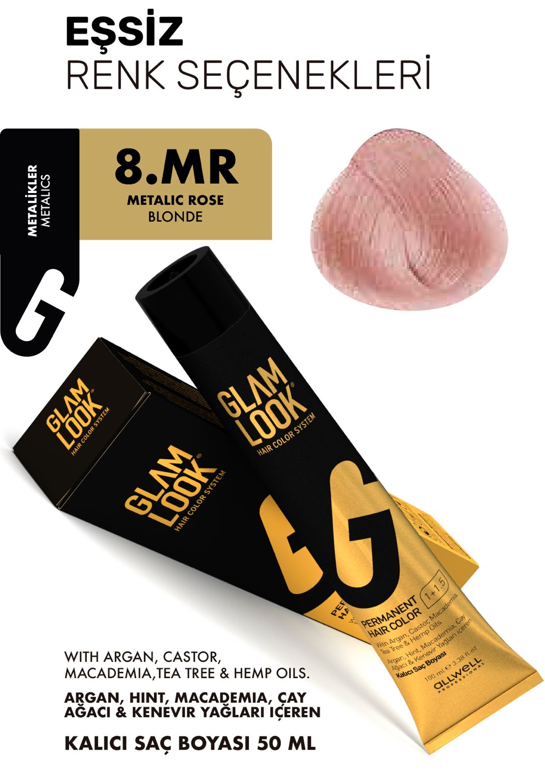Glamlook Kalıcı Saç Boyası 50 Ml 8.mr Metalic Rose Blonde