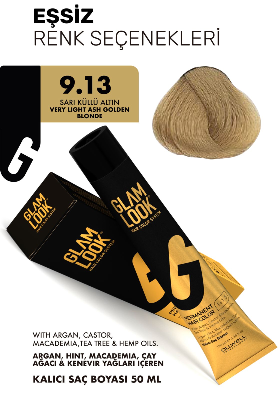 Glamlook Kalıcı Saç Boyası 50 ml 9.13 Sarı Küllü Altın