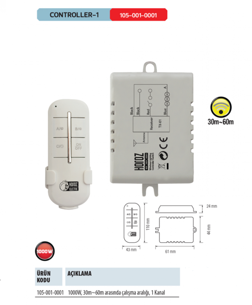 Horoz Controller-1 1x1000W Avize Aydınlatma Kumandası