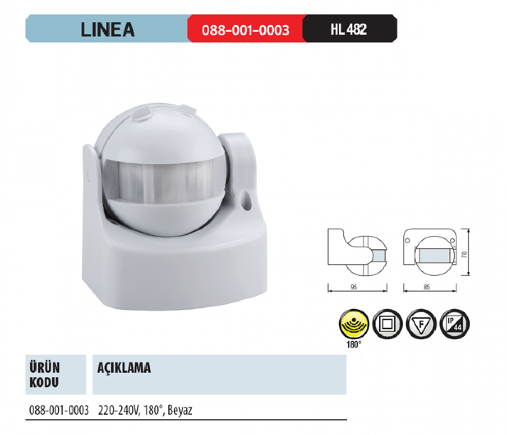 Horoz Linea Duvar Sensör 180 Derece