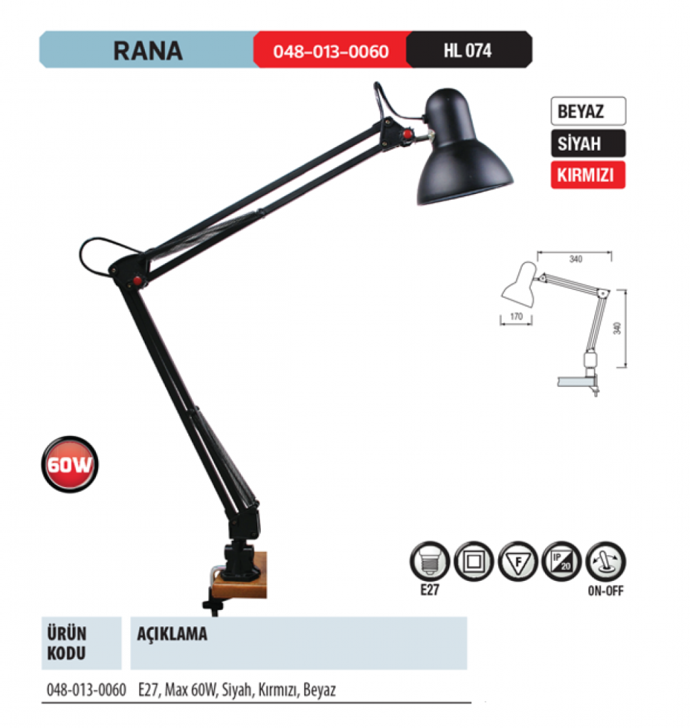 Horoz Rana Masa Lambası