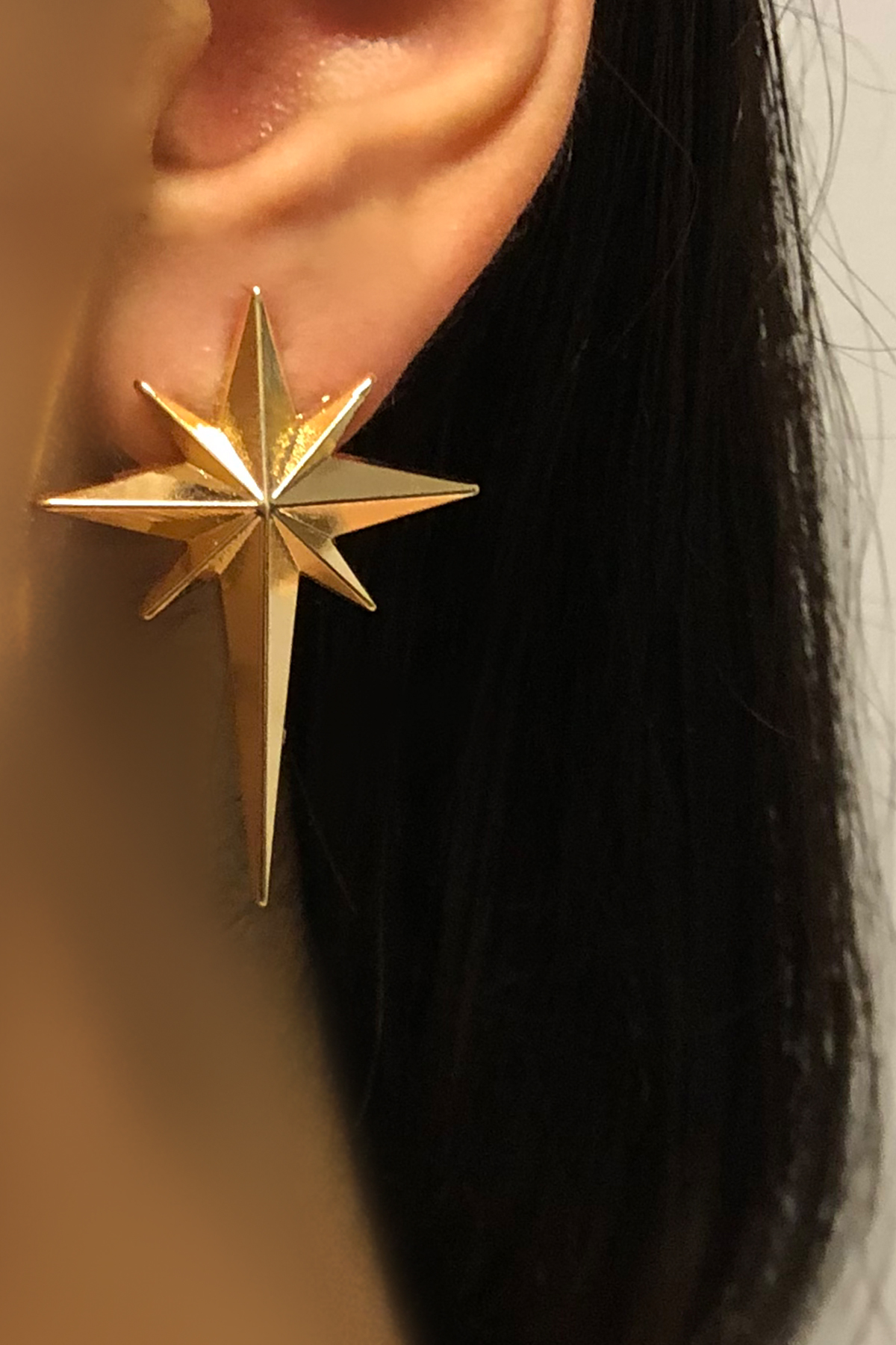 Kadın Gold Renk Kuzey Yıldızı Şık Küpe 003