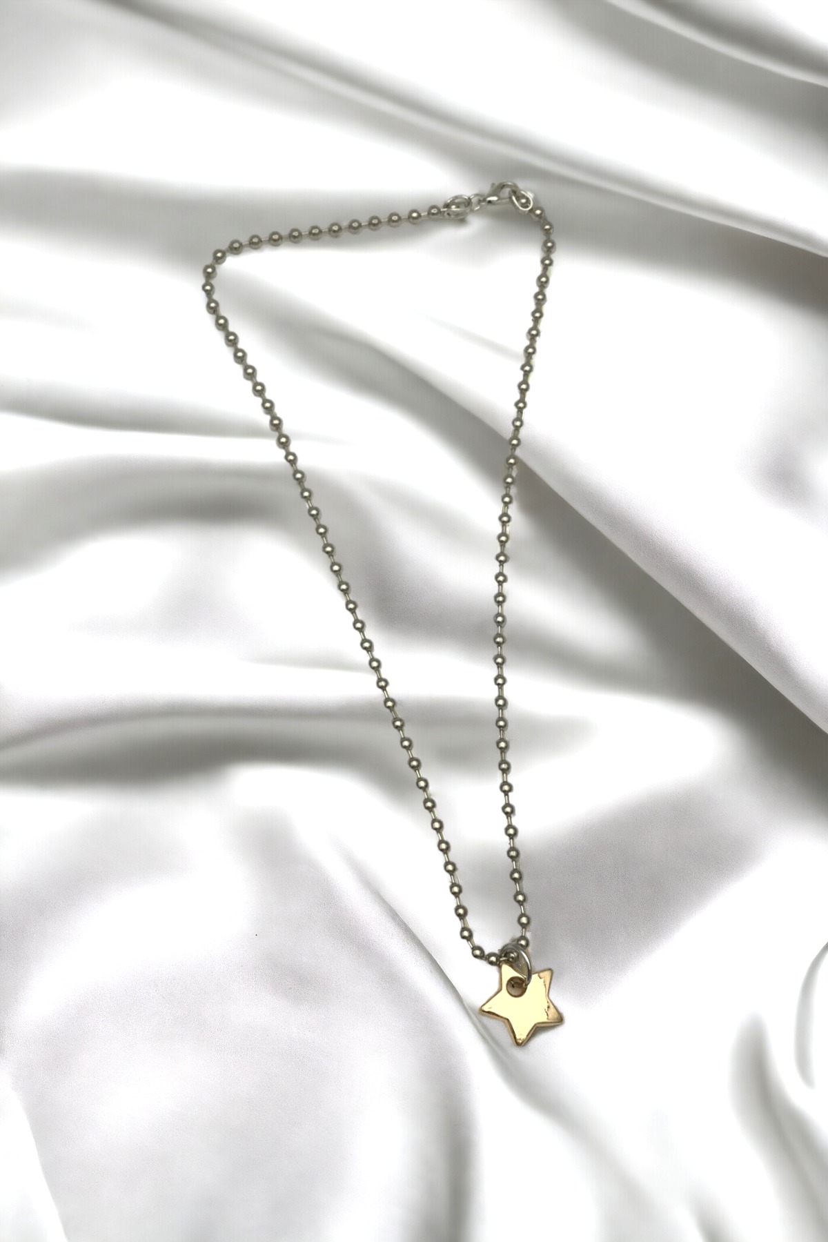Kadın Gümüş Renk Zincir Gold Yıldız Figürlü Yeni Tasarım Kolye