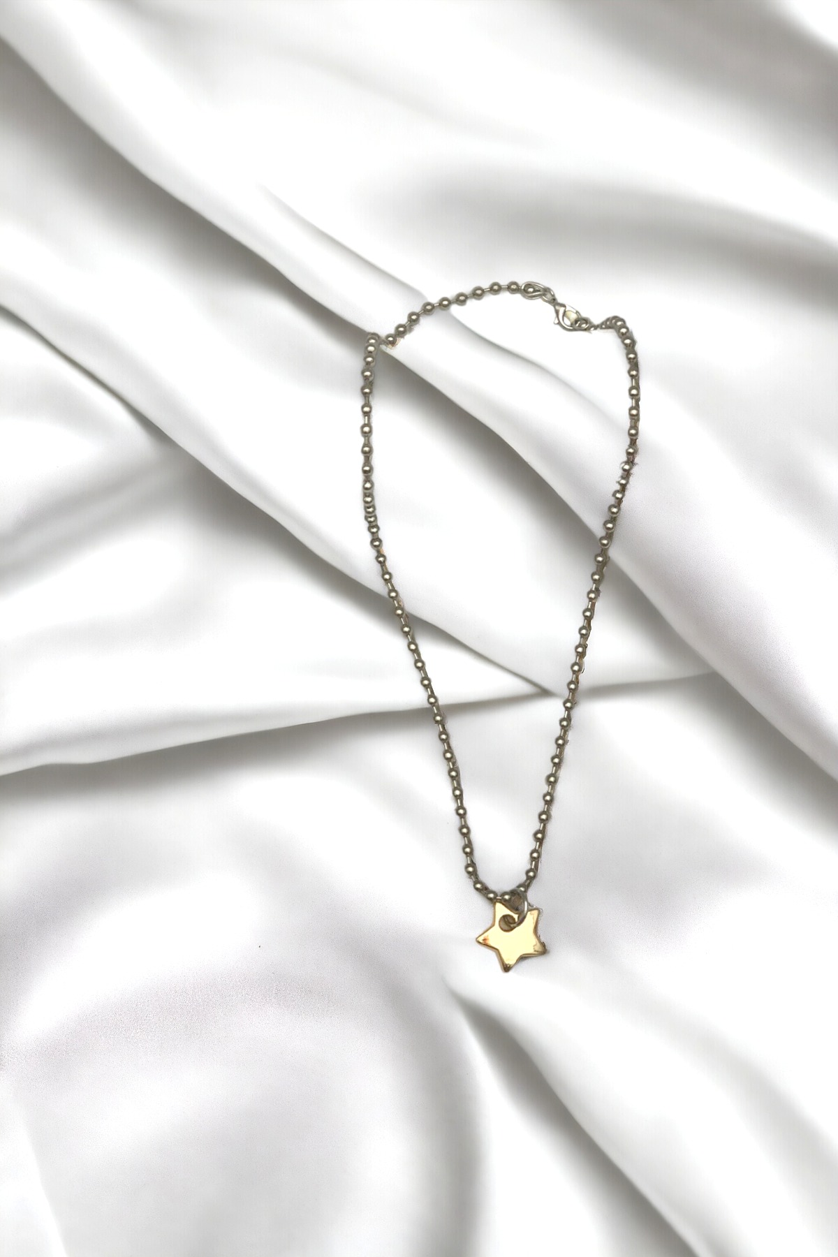 Kadın Gümüş Renk Zincir Gold Yıldız Figürlü Yeni Tasarım Kolye