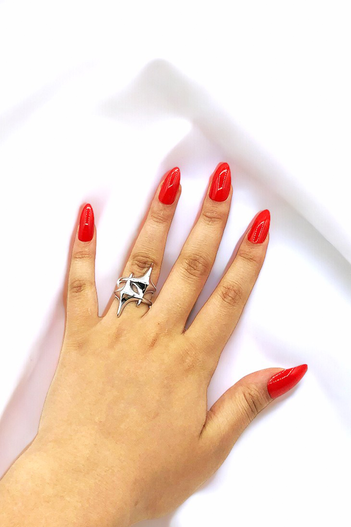 Kadın Gümüş Renkli İkili Parlak Şekilli Yüzük