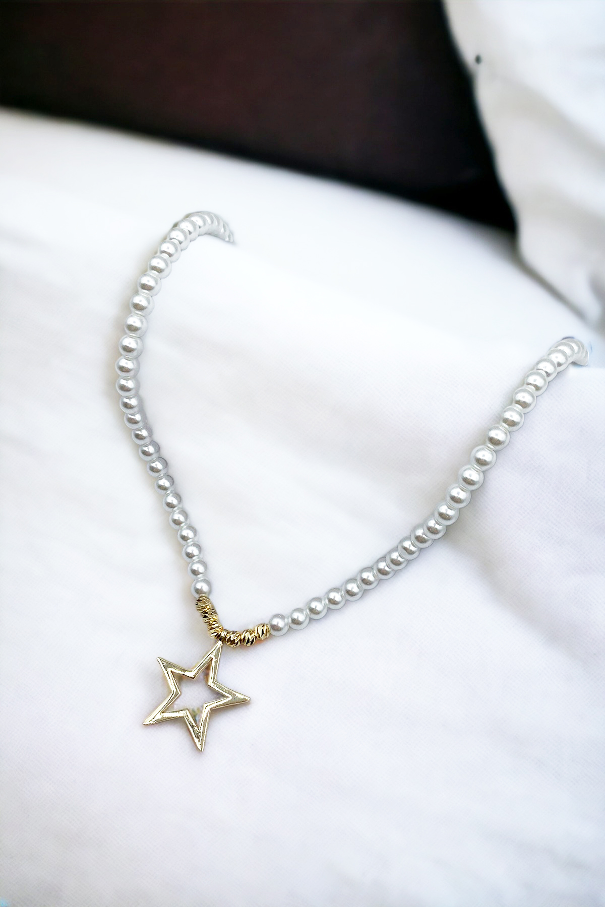 Kadın Inci Gold Çelik Yıldız Şık Kolye