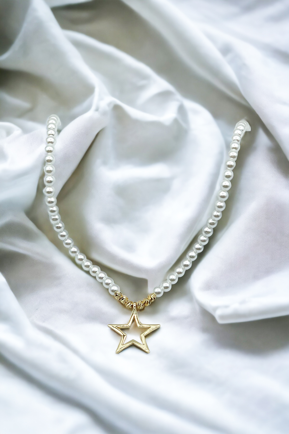 Kadın Inci Gold Çelik Yıldız Şık Kolye