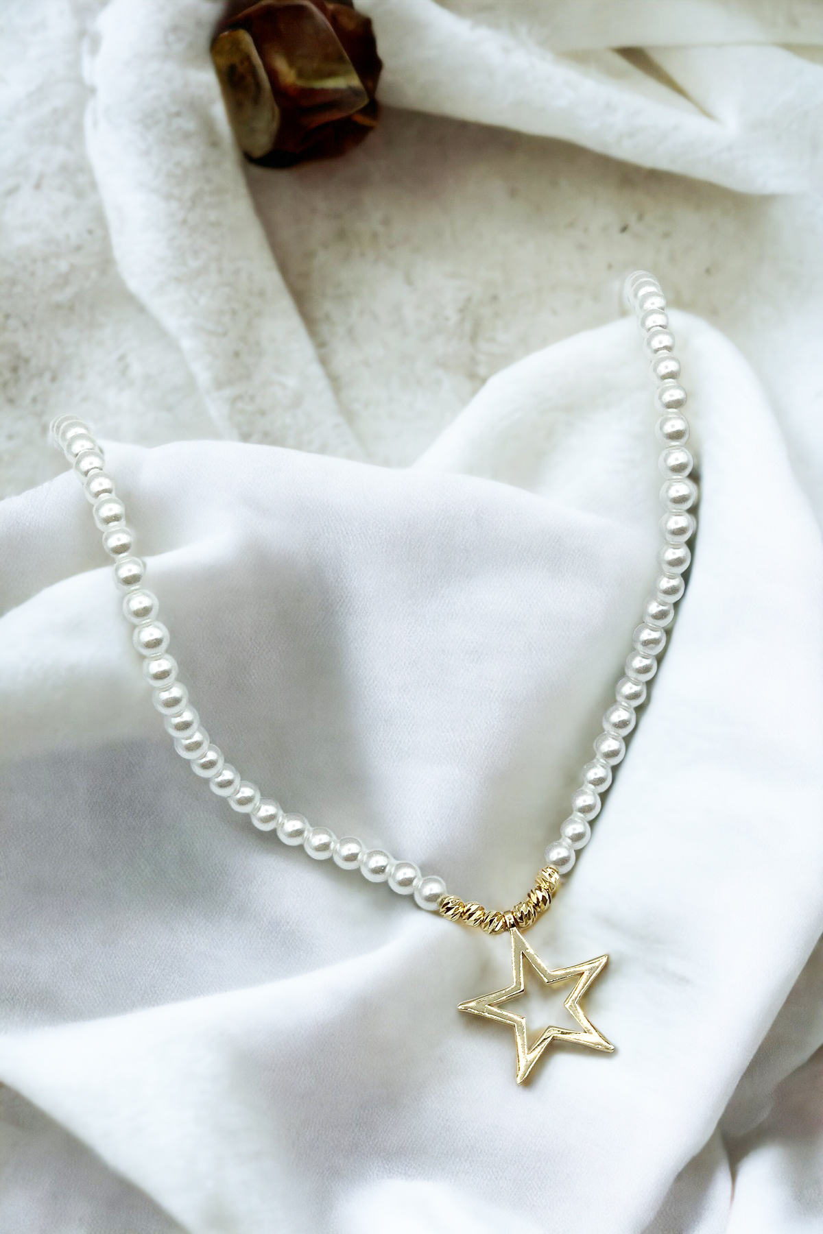 Kadın Inci Gold Çelik Yıldız Şık Kolye