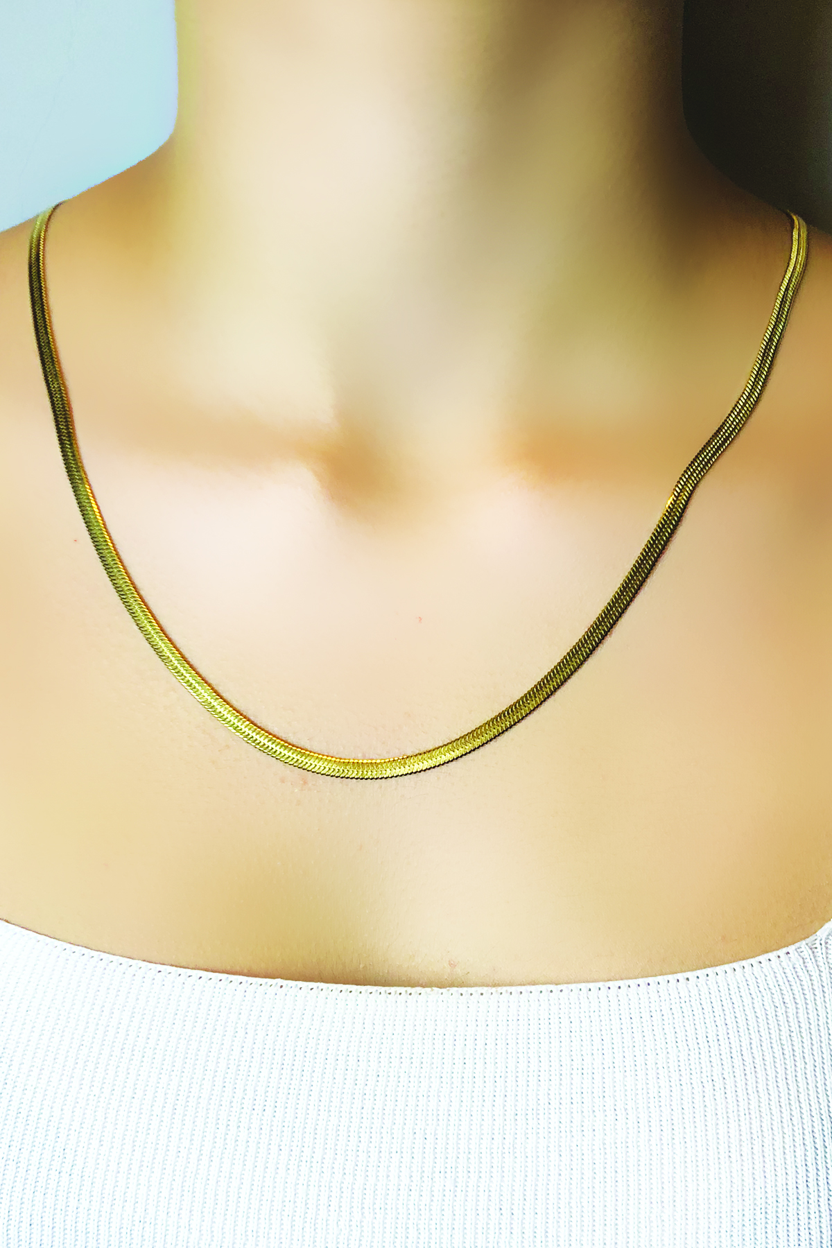 Kadın Kararmayan Gold Renkli Italyan Ezme Küçük 45 5 Cm Şık Çelik Kolye