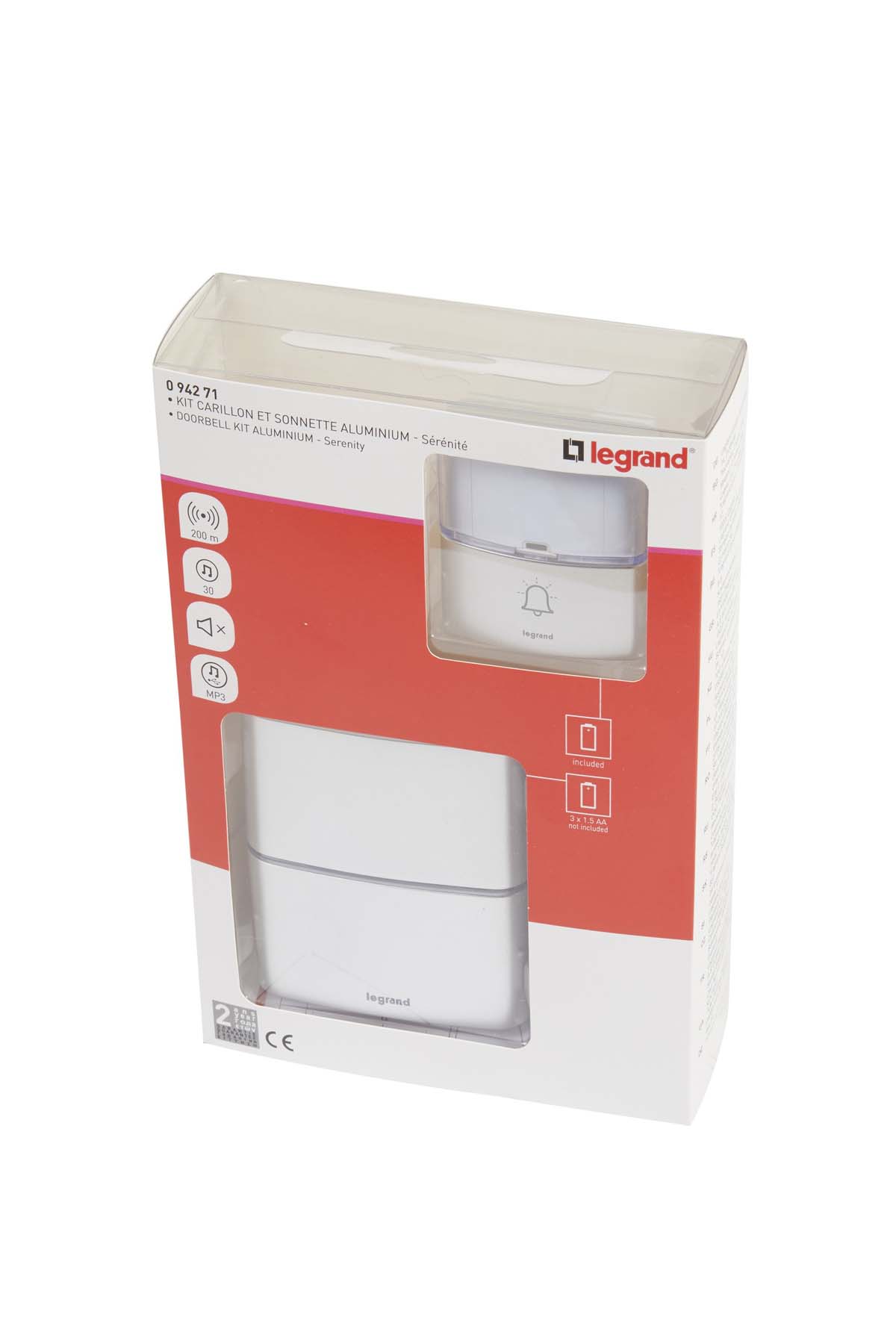 Legrand 094271 Serenity RF Alüminyum Wireless Kapı Zili 30 Melodili 200 Metre Mesafeli