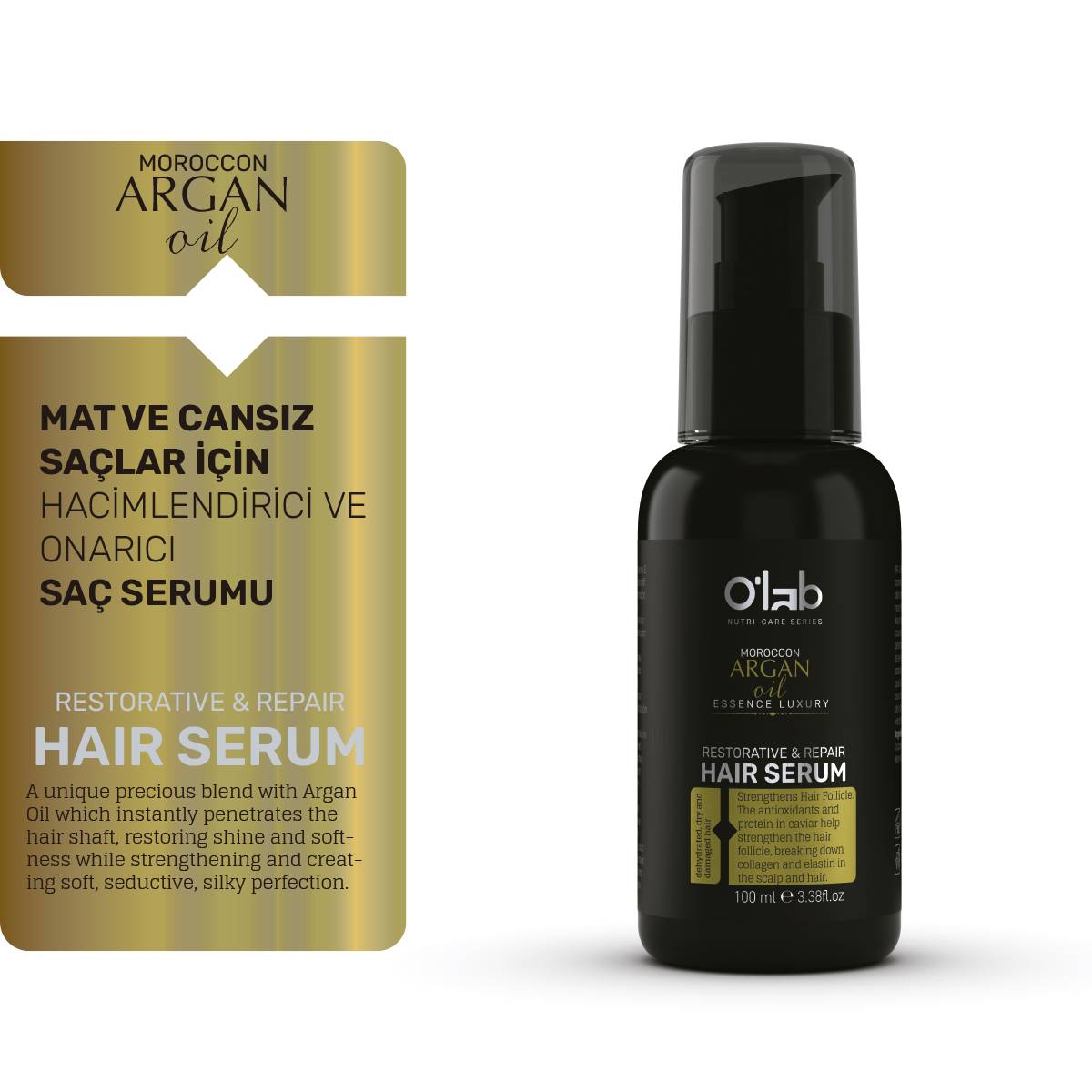 Mat ve Cansız Saçlar için, Hacimlendirici ve Onarıcı Argan Yağlı Onarıcı Serum
