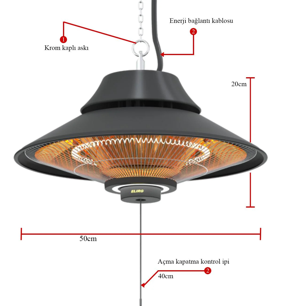 MirKraft Elirg 2000W Tavan Isıtıcı