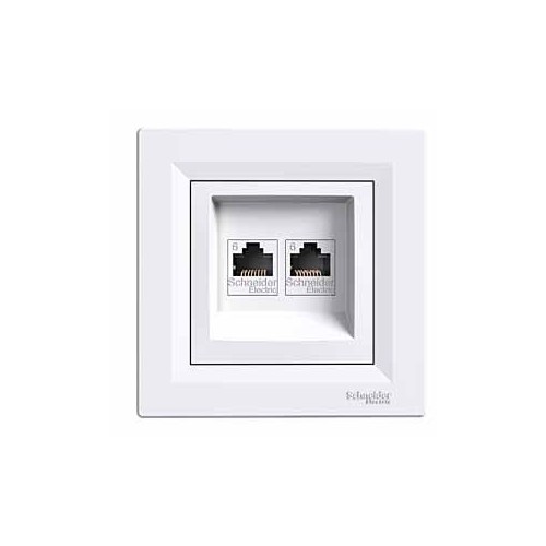 Schneider Electric Asfora 2*Rj11(4 Kont) Beyaz Çerçeveli
