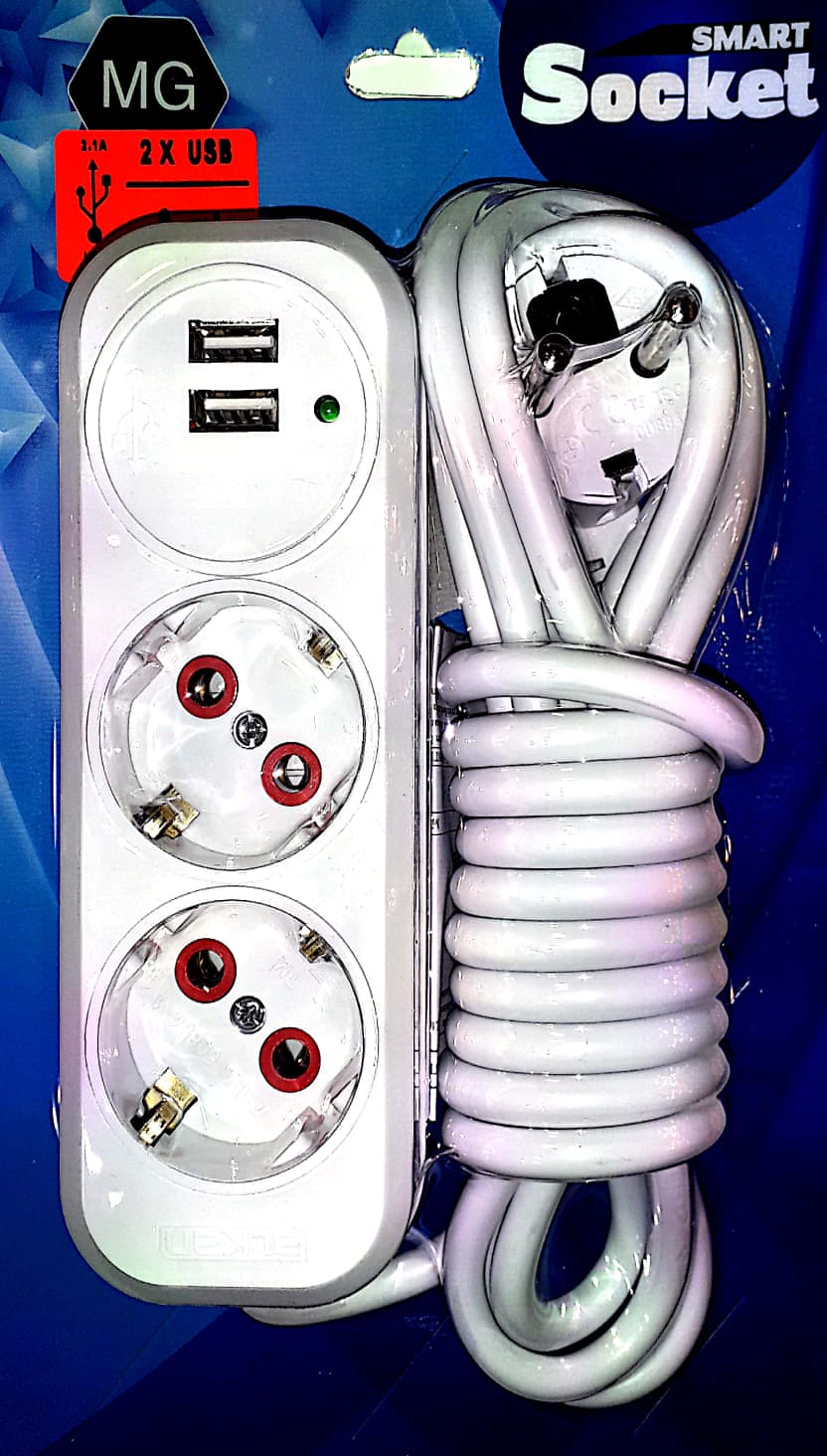 Smart Socket İkili USB li Topraklı 3 Metre Grup Priz