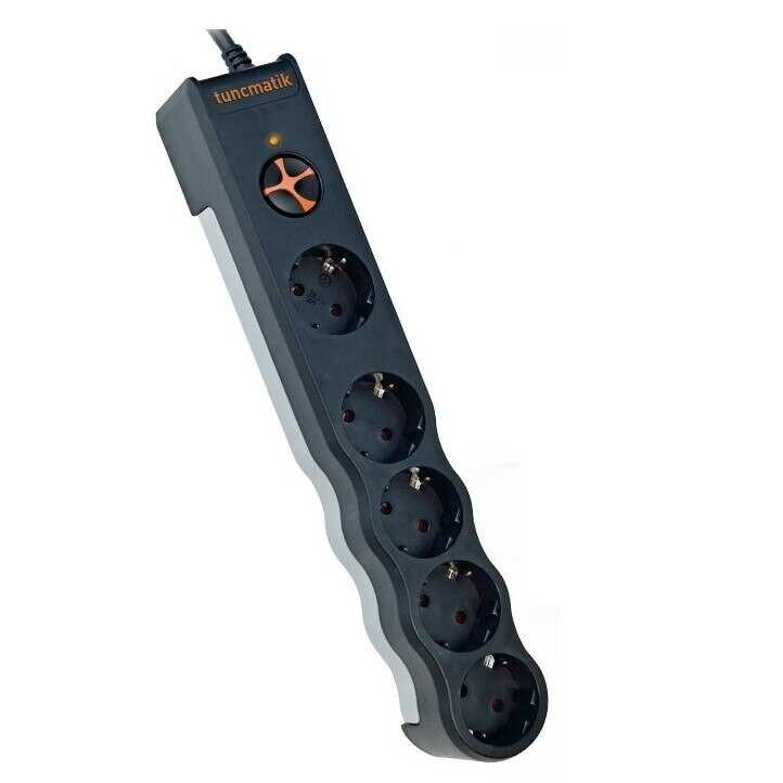 Tunçmatik Powersurge 5 1050 Joule Siyah TSK6136 Beşli Akım Korumalı Priz