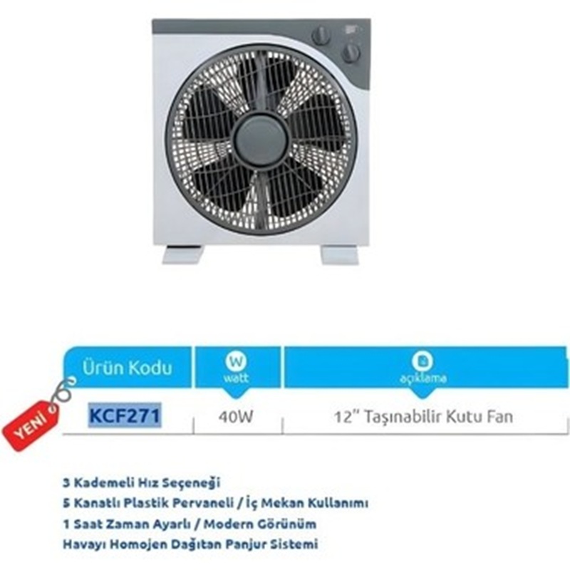 Vanti KCF271 40W Taşınabilir Kutu Vantilatör