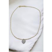 Kadın Zirkon Taşlı Gold Zincir Gümüş Renk Çelik Kalp Şık Kolye