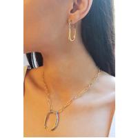 Kadın Zirkon Taşlı Oval Çift Renk Tiffany Kolye Küpe Seti