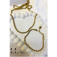 Kadın Gold Kararmayan Çelik Burgu Kolye Bileklik Set