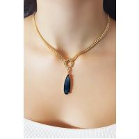 Kadın Gold Özel Kesim Gece Mavisi Su Damlası Kolye