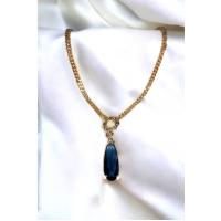 Kadın Gold Özel Kesim Gece Mavisi Su Damlası Kolye