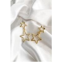 Kadın Gold Renk Içi Boş Yıldız Küpe