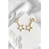 Kadın Gold Renk Içi Boş Yıldız Küpe