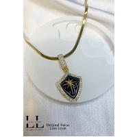 Kadın Gold Siyah Mineli İtalyan Ezme Küçük Kuzey Yıldızı Kolye 002