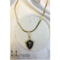 Kadın Gold Siyah Mineli İtalyan Ezme Küçük Kuzey Yıldızı Kolye 002