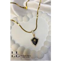 Kadın Gold Siyah Mineli İtalyan Ezme Küçük Kuzey Yıldızı Kolye 002