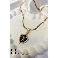 Kadın Gold Siyah Mineli İtalyan Ezme Küçük Kuzey Yıldızı Kolye 002