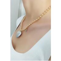 Kadın Gold Zincir Büyük Gümüş Renk Dolgun Kalp Yeni Tasarım Kolye