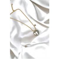 Kadın Gold Zincir Büyük Gümüş Renk Dolgun Kalp Yeni Tasarım Kolye