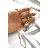 Kadın Gold Zincir Büyük Gümüş Renk Dolgun Kalp Yeni Tasarım Kolye