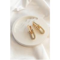 Kadın Zirkon Taşlı Gold Renk Ataş  Model Küpe 007