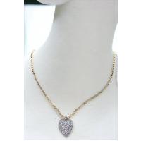 Kadın Zirkon Taşlı Gold Zincir Gümüş Renk Çelik Kalp Şık Kolye